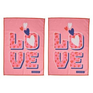 2PK Annabel Trends Waffle Microfibre Tea Towel Rectangular 50x70cm Love