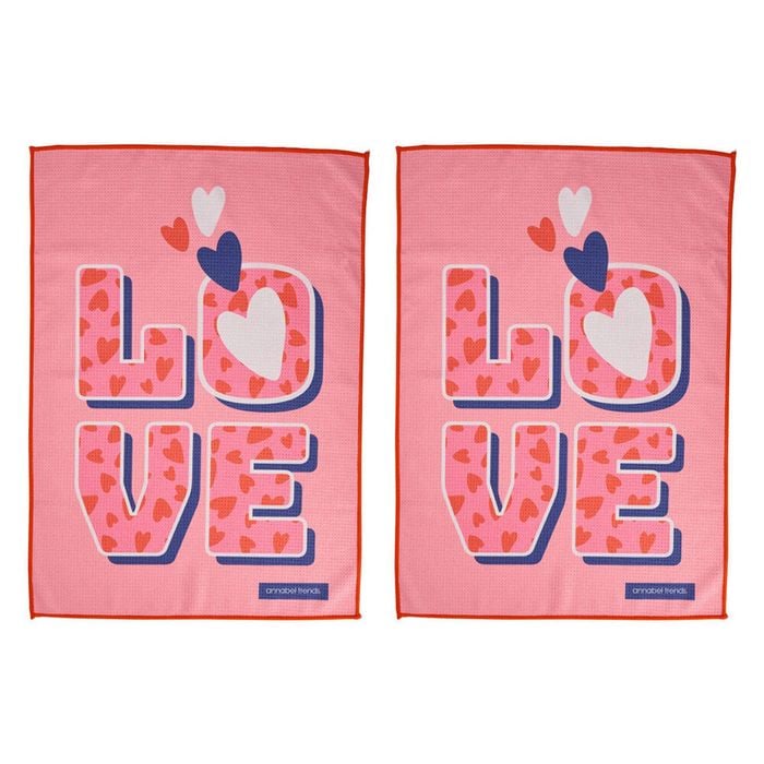 2PK Annabel Trends Waffle Microfibre Tea Towel Rectangular 50x70cm Love