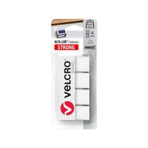 VELCRO Brand 25mm White Squares ALFA-LOK - 6 Pack