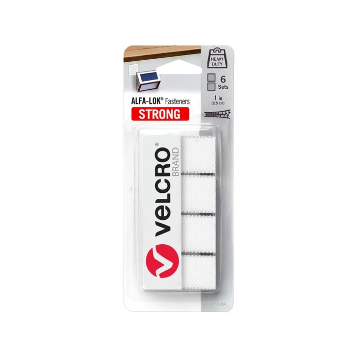 VELCRO Brand 25mm White Squares ALFA-LOK - 6 Pack
