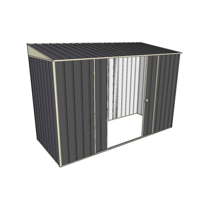 Build-A-Shed 1.2 x 3.0 x 2.0m Skillion Double Sliding Side Door Shed - Grey