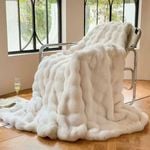 CottonMore Super Soft Large Faux Fur Winter Blanket Throw Rug 200x230cm White