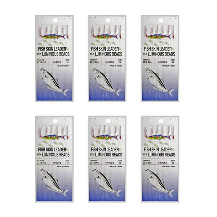 6x Surecatch Wilson Bait Jig - Fish Skin Fishing Rig 6 Hook - Size 10