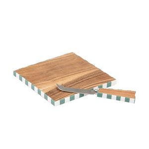 Ladelle Panama Stripe Wooden Knife & Board Reusable Home/Kitchen Decor