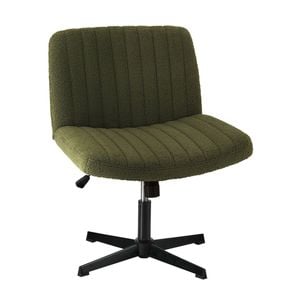 Oikiture Armless Office Desk Chair Sherpa Green