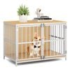 Costway 100cm Dog Kennel Heavy-duty Dog Cage Crate Natural