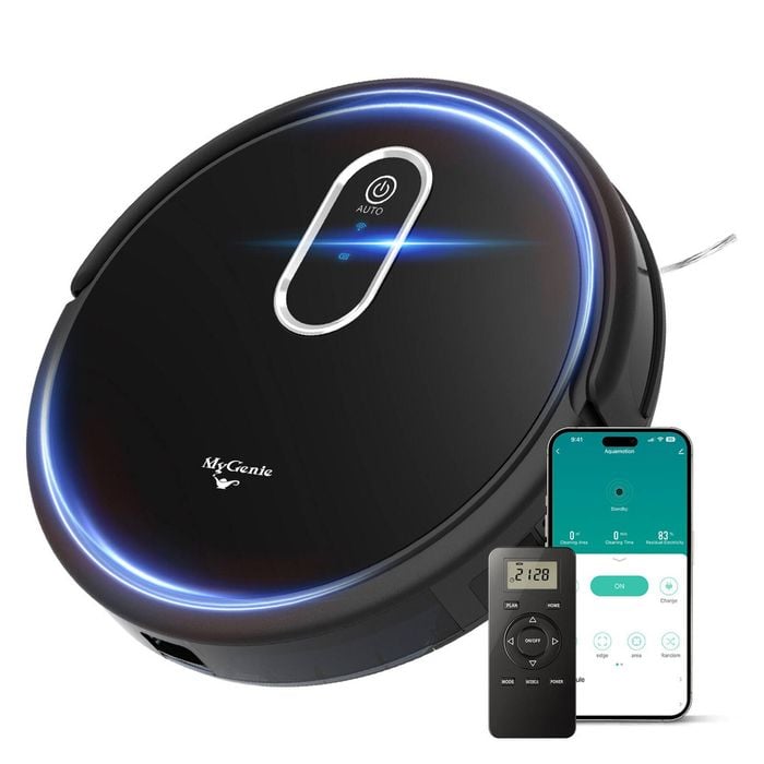 MyGenie Hydraclean Robot Vacuum & Mop, Wet/Dry, HEPA, Smart Navigation Black
