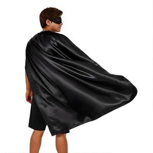 LONG CAPE Costume Cloak Halloween Fancy Dress Coat Jacket Superhero Black