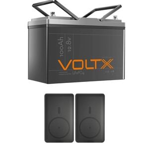 VoltX 12V 100Ah LiFePO4 Lithium Battery + 20000mAh Power Bank – Backup Power for RV, Camping & Travel