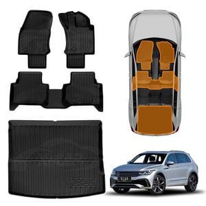 3D Floor Mats Boot Liner for Volkswagen VW Tiguan 2016-2024 Heavy Duty Cargo Trunk Luggage Tray