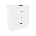 Lugna 1024 x 900 x 380mm White 4 Drawer Storage Cabinet