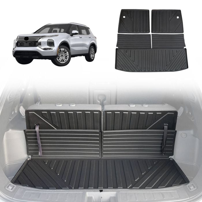AUSGO Boot Liner for Mitsubishi Outlander 2021-Onwards 7-Seat 3-Piece Set Cargo Trunk Mat Boot Mat
