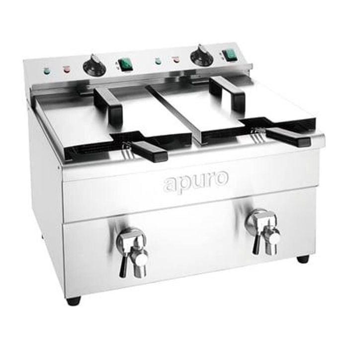 Apuro Double Induction Fryer Twin Tank 2x7.5l 2x3kw Ct012-a Commercial Kitchen Cooking Equipment