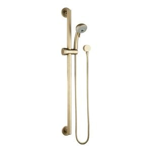 evekare 32 x 900mm Brushed Brass Linear Grab Rail And 3 Function Shower With 2m Hose