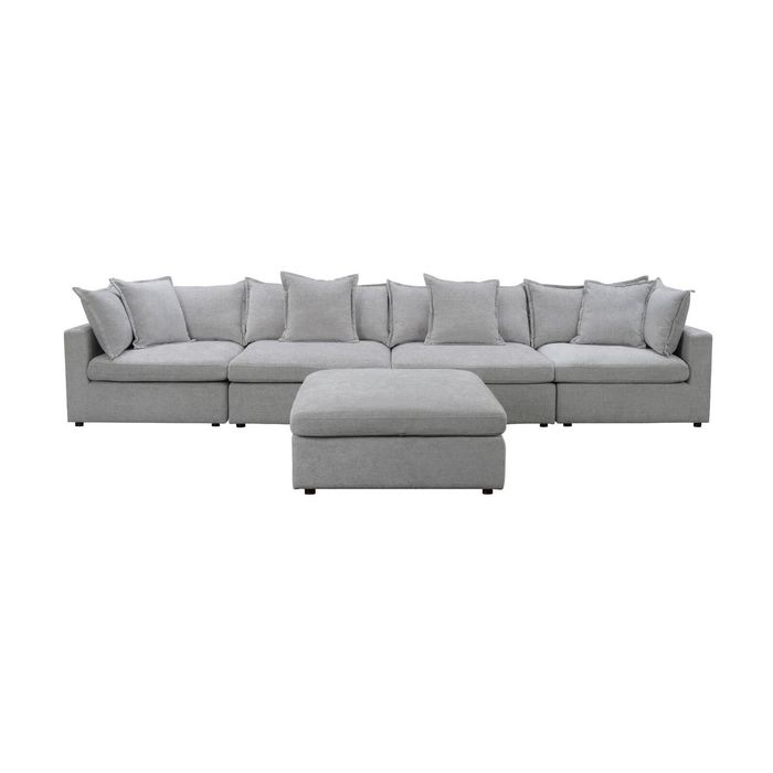 Kensington 4 Seater Corner Fabric Sofa Modular Lounge Ottoman Silver Grey