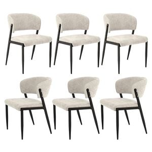 Artiss Dining Chairs Set Of 6 Linen Fabric Soft Upholstered Chairs Beige