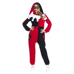 Dc Comics Size M Harley Quinn Onesie Jumpsuit Adult Costume w/ Eyemask Dress Up