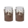 Willow & Silk Set of 2 Large Garden Bird Candleholders - Rust