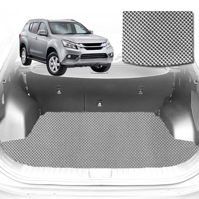 6D Diamond Car Boot Mat for Isuzu MU-X RF2013-2020-(3rd Row folded/5 seater)-Cargo Mat-Grey-Outback GT