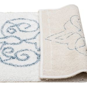 Cotton Medallion Tufted Non Slip Jacquard Bath Mat - White/blue