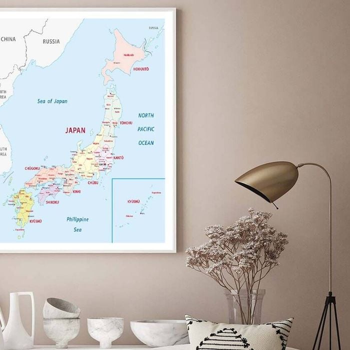 Japan Administrative Map Print 100% Australian Made 60x90cm