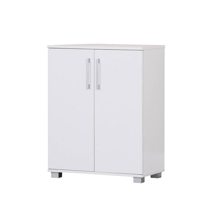 Double Door Display Storage Low-Line Cabinet White