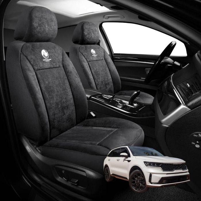 Australian Goose Edition Front Seat Covers for Kia Sorento 2021 - Current (MQ4) - Suede, Universal Fit - Black
