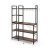 Costway 5-Tier Coffee Bar Bakers Rack Microwave Stand with Power Outlet Rustic Brown