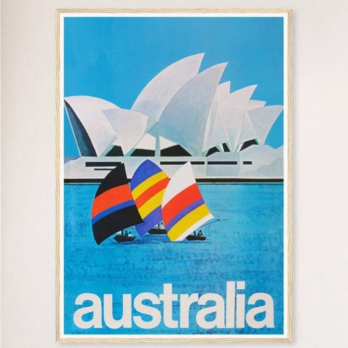 Galrie Sydney Harbour Vintage Travel Poster Retro Australian Wall Art Print Home Décor, Wood Frame, A3 30 x 42cm (12 x 16inch)