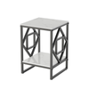 P&P Black Geometric Metal End Table With White Marble Top And Shelf