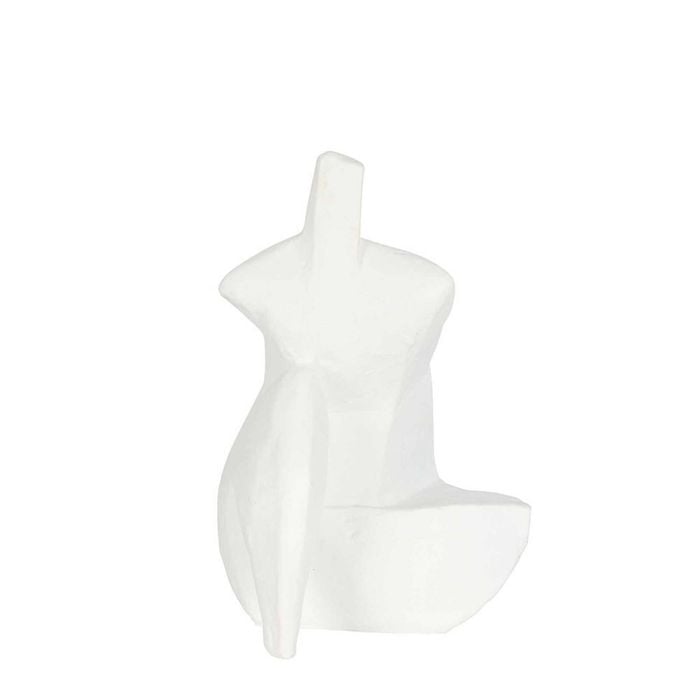 Belle Henry Polyresin Sitting Statue 27cm Sculpture Decor - White