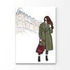 Green Girl with Red Bag Art Print 100% Australian Made 90x120cm (Stretched Canvas)