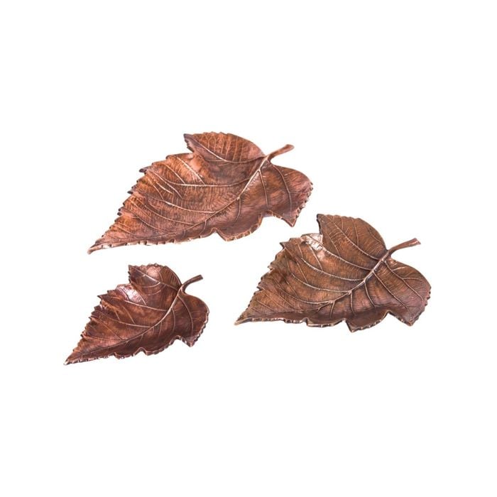 Set Of 3 Ssh Collection Maple 24 34 And 43cm Long Decorative Leaves - Copper