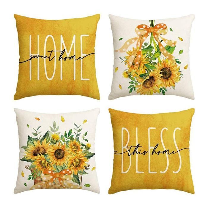 Catzon 4 Pcs Linen Throw Pillow Covers Autumn for Home