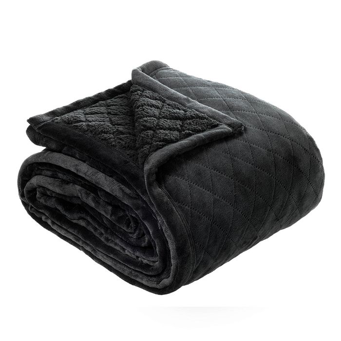 Bianca Mansfield Sherpa Blanket 480gsm Home Bedding Charcoal Single/Double Bed