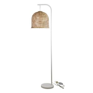 Oriel Lighting Jess Floor Lamp With White Base And Batur Shade
