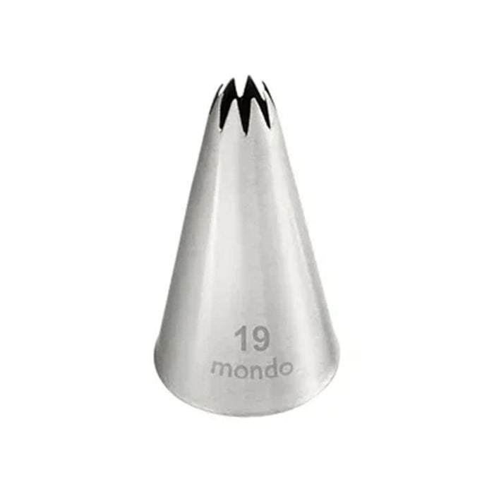 Mondo Stainless Steel #19 Star Piping Tip Icing Cake Decorating Nozzle Silver