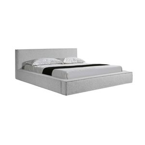 King Bed Frame Fabric Upholstery in KD slat in White