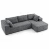 Advwin 277cm L Shape 3 Seater Sofa w/ Oversized Chaise Corduroy Modular Compressed Sofa No Assembly Grey