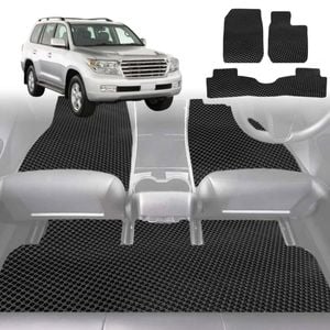 6D Diamond Car Floor Mats for Toyota LandCruiser 100 1998-2007-Full Set-Black-Outback GT