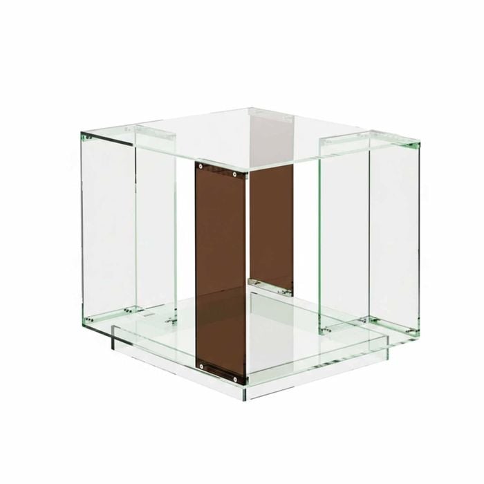 P&P Green And Brown Tinted Acrylic End Table With Dual Color Design For Modern Interiors