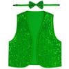 Adult Unisex SEQUIN BOW TIE & VEST Dance Costume Party Sparkle Set in Green - Green | China