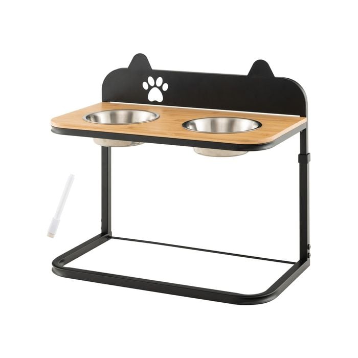 Costway Elevated Pet Feeder Dog Cat Bowls Stainless Steel Paw