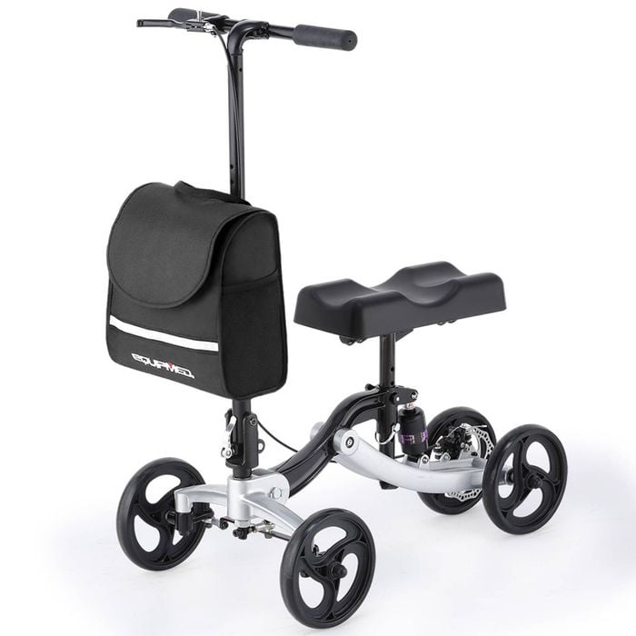 EQUIPMED Knee Scooter Walker Disc Brake - Suspension Bag - Broken Leg Ankle Foot Mobility - Crutches Alternative -