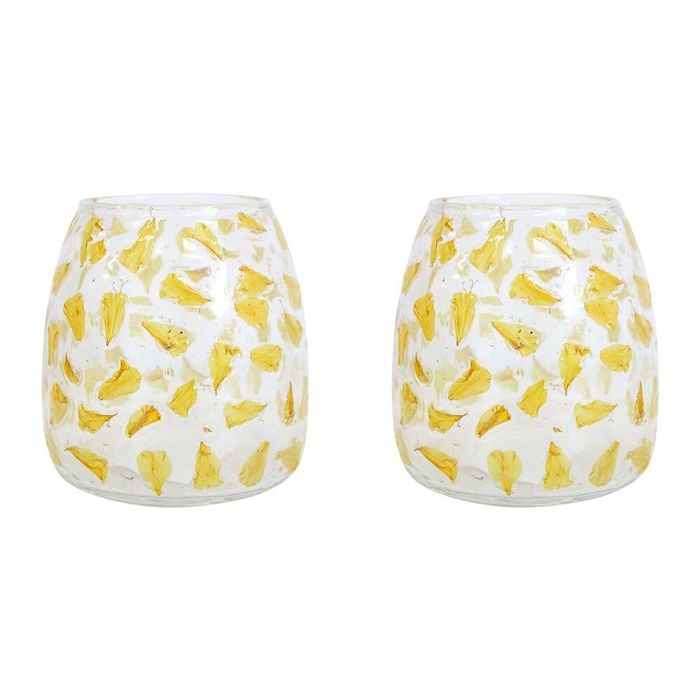 2PK LVD Glass Tealight Holder/Bud Vase Home Decor 10cm Buttercup Petal