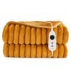 Dreamaker Cirra Chunky Embossed Fleece Heated Throw Mustard Gold 180 X 200cm | Overheat Protection & Washable