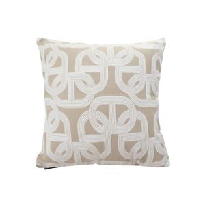 SOGA 50cm Throw Pillow – Beige Interlocking Geometric Pattern