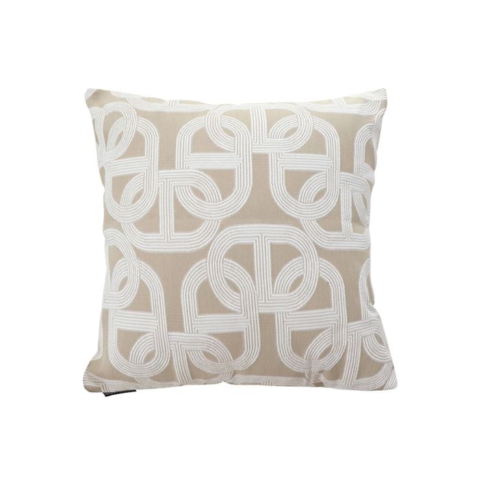SOGA 50cm Throw Pillow – Beige Interlocking Geometric Pattern