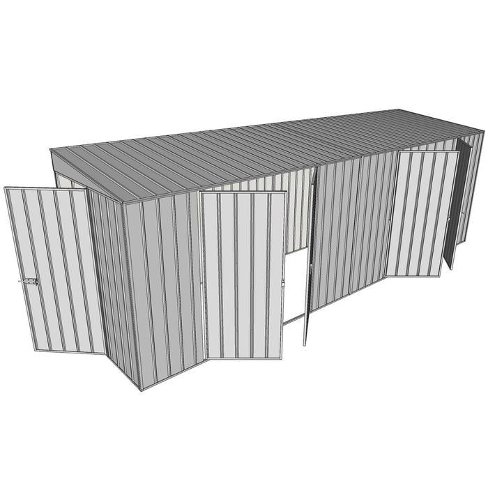 Build-a-Shed 1.5 x 6 x 2m Hinged Door Tunnel Shed With 2 Double Hinged Side Doors - Zinc