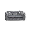 2 Seater Sofa Grey Velvet Fabric Solid Wood construction Silver Stainless Steel Trim